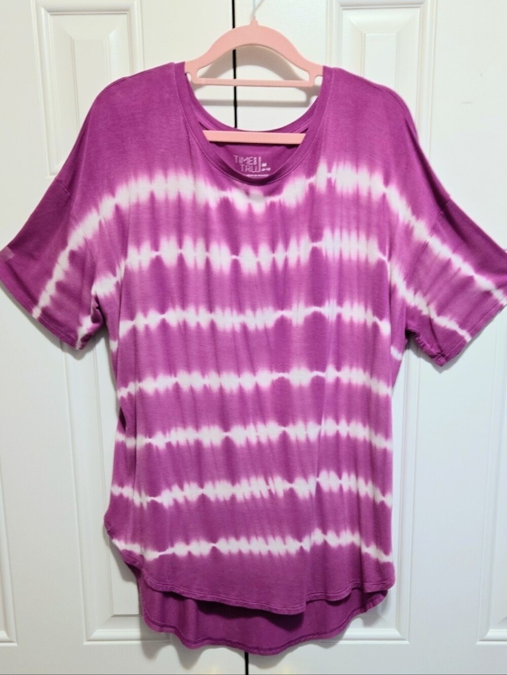 🌷 Flowy Soft Hippie Tie-dye Purple White Tunic Top by Time and Tru - Medium 🌷